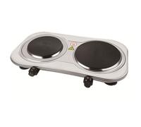 Réchaud Électrique Double - Inox - 2500 Watts - 2 Plaques Fonte - 5 Niveaux de Chauffage - Arrêt Automatique