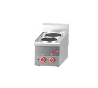 Réchaud Electrique Professionnel - 2 plaques - 3 kW - Gastro M - - Acier inoxydable x600xmm Noir