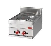 Réchaud Electrique Professionnel - 2 plaques - 3 kW - Gastro M - - Acier inoxydable x600xmm Noir