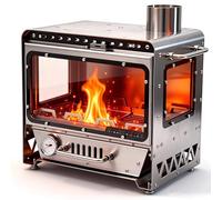 Réchaud Extérieur de Camping avec Couverture Anti Feu, Poele a Bois Multifuel en Acier Inoxydable pour Le Camping D'hiver, La Pêche Sur Glace et Les Grandes Tentes