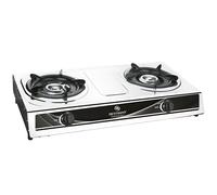Réchaud Gaz Double 2 Brûleurs 2.9/2.9 kW, Allumage Piézo, Acier Inoxydable Facile à Nettoyer. Portable, Autoportant, Idéal Intérieur, Extérieur, Caravane, Camping. Puissance totale 5.8kW