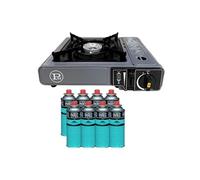 Réchaud Gaz Portable 1 Feu 2200W + 8 Cartouches gaz Butane Camping Randonnée Cuisine Extérieure