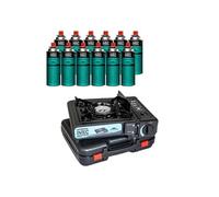 Réchaud gaz Portable 2200 W + 12 Cartouches gaz butane Camping Road trips Piezo Mallette Etna