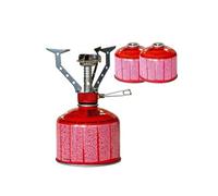 Réchaud gaz portable 4.5 kW + 2 cartouches gaz 230gr - Brûleur randonnée anti-vent Pliable Léger Camping Haute montagne KEMPER