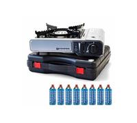 Réchaud gaz portable Acier KEMPER allumage piezo + 8 cartouches gaz