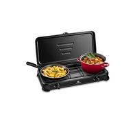 Réchaud gaz portable KEMPER 2 feux 2600W Noir Couvercle Plaque de cuisson