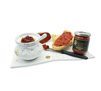 Réchaud Nduja en terre cuite De Luca + Pot de porc Premium Nduja Di Spilinga Riserva 180 gr + Bougie 100% italienne Made In Calabria