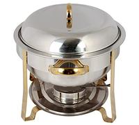 Réchaud Ovale 6 L aux Accents dorés, en Acier Inoxydable, Grande Taille, pour Service de Table, Buffet, Traiteur, pour banquets de Mariage