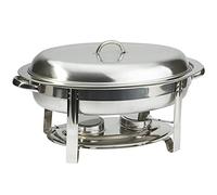 Réchaud Ovale de 6 L, avec bac à Nourriture, bac à Eau, Cadre, Couvercle et réservoir à Combustible, Plateau de Service en Acier Inoxydable Pleine Grandeur (argenté).