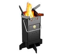 Réchaud Poêle à Bois en Acier Manganèse Portable, Chauffage et Cuisson de Camping for Extérieur, for Faire Bouillir L'eau la Cuisson le Camp Extérieur(Black)