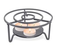 Réchaud pour théière - ORION - Métal gris - 16,5 cm de diamètre - 3 bougies tealight - Universel - Design classique