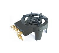 Meva Rechaud TRAITEUR gaz fonte TRIGLAV 9.8 KW 4 pieds 3 robinets Puissant et Stable, Noir