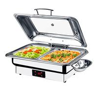 Réchauffeur alimentaire professionnel Buffet Serveur Bol électrique en acier inoxydable Plat de service pour fêtes Plaques de cuisson 9L 13L pour garder les aliments au chaud, écran tactile +