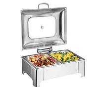 Réchauffeur de buffet en acier inoxydable 6L avec couvercles en verre Affaire de frottement électrique pour servir à la maison Ricolateurs pour les buffets Banquets et fêtes de maison 1/2 Pan Sigle