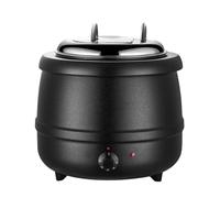 Réchauffeur de nourriture de buffet de bouilloire de soupe électrique, chauffe-soupe commercial à température réglable de 13L, pot chauffant en acier inoxydable pour la restauration de fête à d black