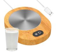 Réchauffeur de Tasse à café - Réchauffeur de café 55-65°C | Chauffe-café en Grain de Bois, Rechargeable par USB, à température constante, pour Bureau, Maison, Tasses en Verre en céramique, 5x4