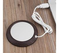 Réchauffeur de Tasse de café d'USB, Plus Chaud de Tasse de Grain de Bois de Tasse de Boisson de Chaleur(Grain de Bois de Noyer foncé)