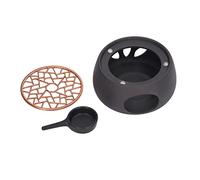 Réchauffeur de Théière, Chauffe Chandelle en Céramique Noire, Réchauffeur de Thé Universel avec Porte Toilettes et Coussinets de Fer pour Chauffer Lait de Café (Coussin de Type A)