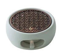 Réchauffeur de théière en céramique avec Coussin en cuivre, théière Creuse résistante à la Chaleur Confortable pour Le café au Lait sans Bougie