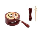 Réchauffeur Sceller Cire,Four à Cacheter et Cuillère, Kit de Tampon de Cire,Kit de Chauffe-Cire Vintage en Bois,avec cuillère à dissoudre,4 couleurs