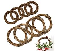 RECHCIGA 8 Pcs Couronne de Noël 8/12 cm Décorative en Rotin Naturelle Suspendue Couronnes Vigne Decorative Porte DIY pour Déco Mur Fête, Brune