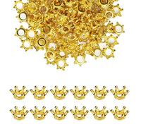 RECHCIGA Lot de 120 mini couronnes décoratives - Petites couronnes dorées - Décoration de table - Style tibétain - Mini couronne - Pendentif pour bricolage - Pour la fabrication de bijoux, la