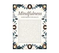 Recherche de mots de pleine conscience - Puzzle cérébral relaxant, recherche d'affirmations positives avec des thèmes calmes, activité de soulagement du stress avec une typographie claire, livre de pu
