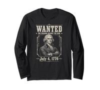 Recherché pour trahison, drôle de 4 Juillet Thomas Jefferson Manche Longue