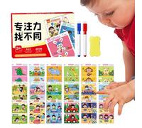 Rechercher et trouver des cartes d'activité - 64 pages Educational Game, Sensory Learning Toy | Générique de travail réutilisable avec 2 marqueurs d'effacement à sec pour les filles et les garçons