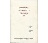 Recherches En Linguistique Étrangère - Tome 8