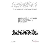 Continuités et ruptures du primaire au supérieur: Recherches, n° 77/ 2e semestre 2022