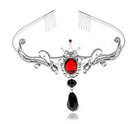 RechicGu Diadème de vampire chauve-souris avec pierre rouge pour Halloween, accessoire de costume de reine pour fête de mariée, Moyen, Métal Caoutchouc