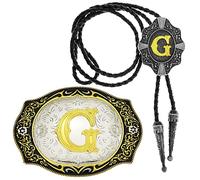 RechicGu Lot de 2 boucles de ceinture Bolo à cravate - Petit ensemble doré - Lettre initiale A à Z - Accessoire de costume de cowboy occidental pour homme et femme, G, Medium