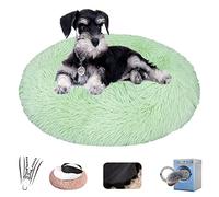 Rechteckig Panier pour Chien Dehoussable Confortable Peluche Douce Lit pour Chien Donut Lavable Fond Antidérapant Couvertures, pour Chats et Chiens- Green||Ø40/16in(XS)