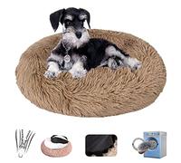 Rechteckig Panier pour Chien Dehoussable Confortable Peluche Douce Lit pour Chien Donut Lavable Fond Antidérapant Couvertures, pour Chats et Chiens- Khaki|| Ø50/20in(S)