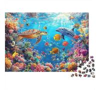 Récif de Corail sous-Marin Puzzle Adulte Vie sous-Marine Parmi Les coraux 1000 Éléments Papier Épais pour Débutants Coupe Précise Résistant À La Déchirure Cadeau D’Anniversaire 52x38cm/1000pcs