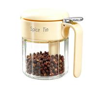 Récipient à assaisonnement - Résistant à l'humidité avec cuillère, récipient d'assaisonnement avec couvercle en verre | pour sucre, vinaigre, poivre, sel, préparation des repas, traiteur, camion