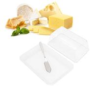 Récipient à Beurre, Beurrier avec Couvercle et Couteau, Conteneur de Beurre en Plastique Transparent, Boîte à Beurre Fromage de Coupe Récipient pour Réfrigérateurs de Cuisine à Domicile (UN)
