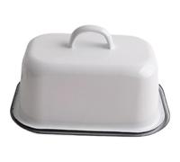 Récipient à beurre Beurrier en émail blanc avec couvercle Plateau Dim Sum Boîte à beurre Boîte de rangement for fromage Décor de cuisine