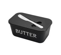 Récipient à beurre en plastique pratique, rectangulaire, grande capacité, boîte de rangement for beurre avec couvercle, plat à fromage scellé, comptoir pour la cuisine, la table à manger(Black)