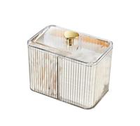 Récipient à cotons-tiges avec 3 compartiments, récipient en acrylique avec couvercle en bambou, distributeur de cotons-tiges en acrylique transparent pour cotons-tiges, bâtonnets d'oreille, cure-dents
