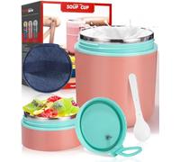 Nuxory Récipient à déjeuner,Gobelet à Céréales à Emporter,gobelet à Oats isolé en acier inoxydable,710ML Thermo Isolant Contenant avec Cuillère,Idéal pour Petit Déjeuner, Repas Chauds ou Snacks