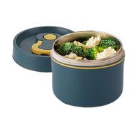 Récipient à déjeuner isotherme portable en acier inoxydable de forme ronde, 650 ml, design moderne, unisexe, lavage à la main pour le travail, l'école, les repas en plein air