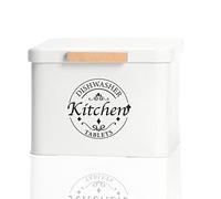 Récipient à dosettes pour lave-vaisselle avec couvercle à charnière - Support de capsules en métal pour armoire de cuisine - Décoration moderne et accessoires de cuisine - Rangement de tablettes de