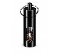 Récipient à échantillons avec cuillère - Distributeur en verre transparent en métal avec couvercle à vis et pelle - Rechargeable pour voyage, conservation, test pour petits articles - Noir