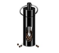 Récipient à échantillons avec cuillère - Distributeur en verre transparent en métal avec couvercle à vis et pelle - Rechargeable pour voyage, conservation, test pour petits articles - Noir