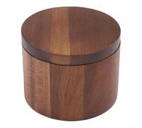 Récipient à épices en bois d'acacia avec couvercle rotatif et compartiment à cuillère, salière pour cuisine, récipient de stockage résistant à l'humidité pour épices et aliments secs (marron)