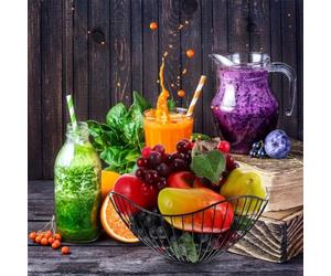 Récipient à fruits décoratif mais fonctionnel en fer avec forme circulaire et côtés ventilés pour une circulation de l'air et un nettoyage facile (noir H)