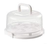 Récipient à gâteau rond pour transport avec couvercle de base anti-déformation et poignées pliables pour combinaisons de gâteaux et collations de 20,3 cm (blanc)