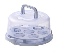 Récipient à gâteau rond pour transport avec couvercle de base anti-déformation et poignées pliables pour combinaisons de gâteaux et collations de 20,3 cm (bleu)